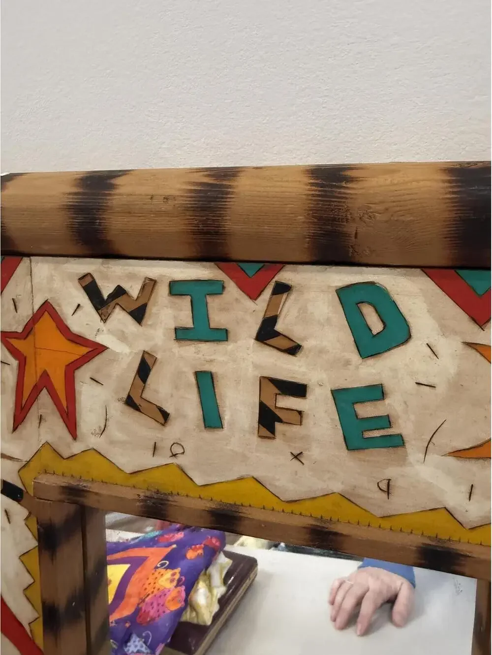 Wild Life Decorative Wall Mirror with Colorful Wooden Frame 14x14